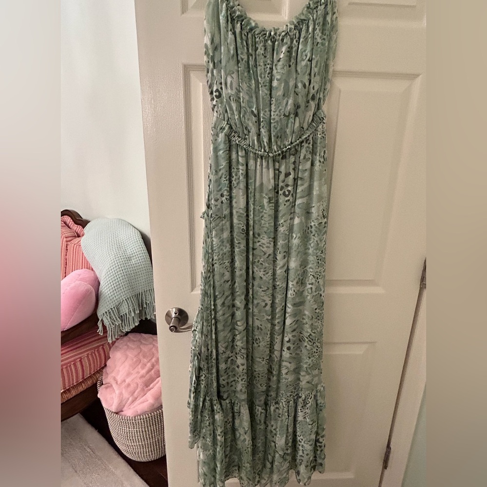 Rami Brooks high low strapless dress